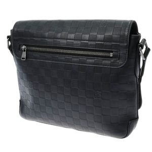 LV Leather Damier Infini District PM Messenger Bag Black Onyx Auth Louis Vuitton